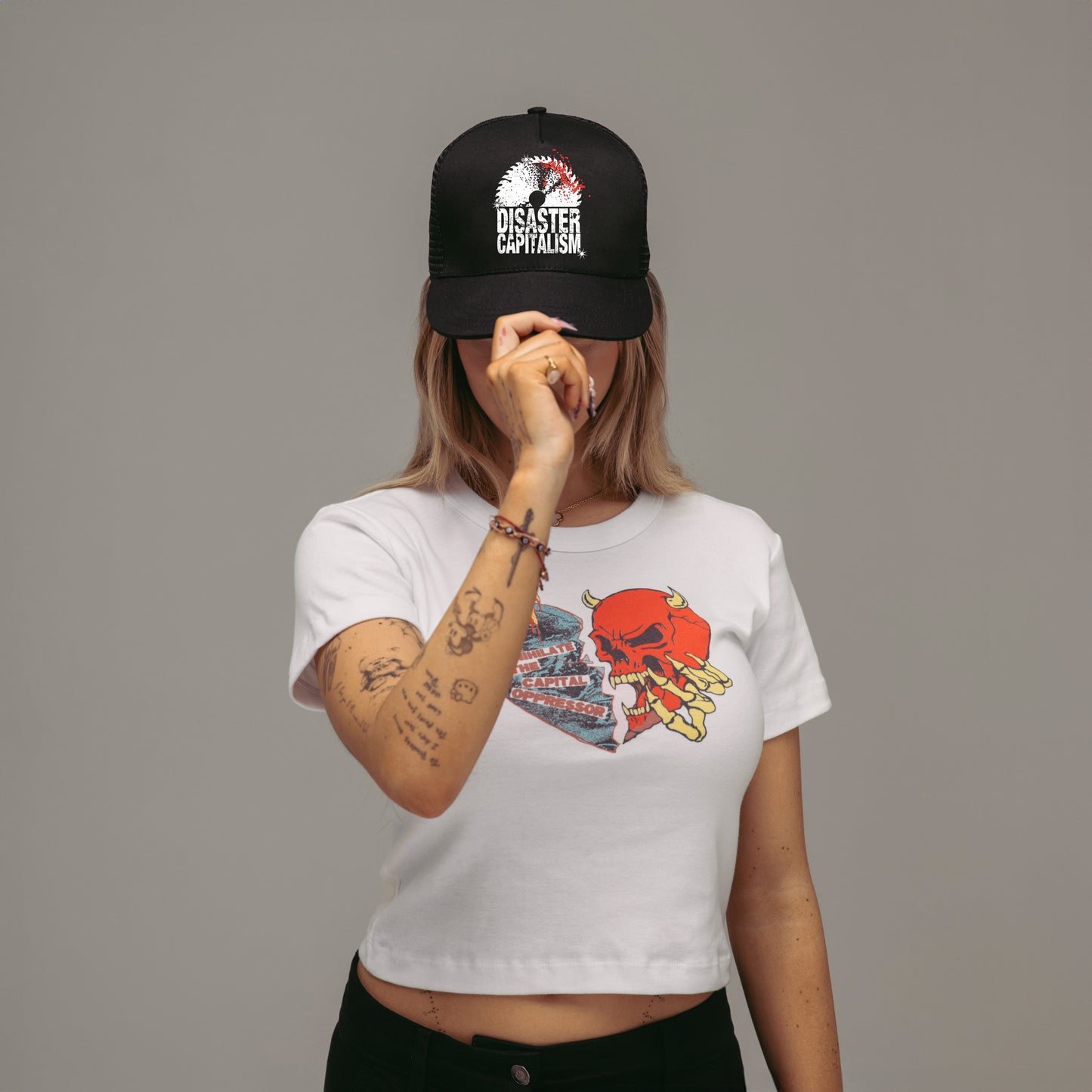 Disaster Capitalism Saw Blade Trucker Hat